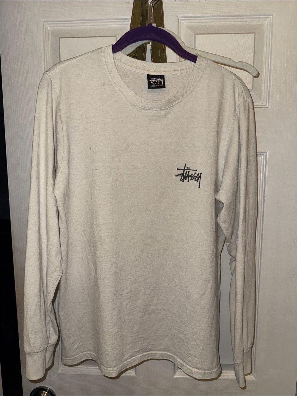 Men's Long Sleeve White Stussy Tee Size Small